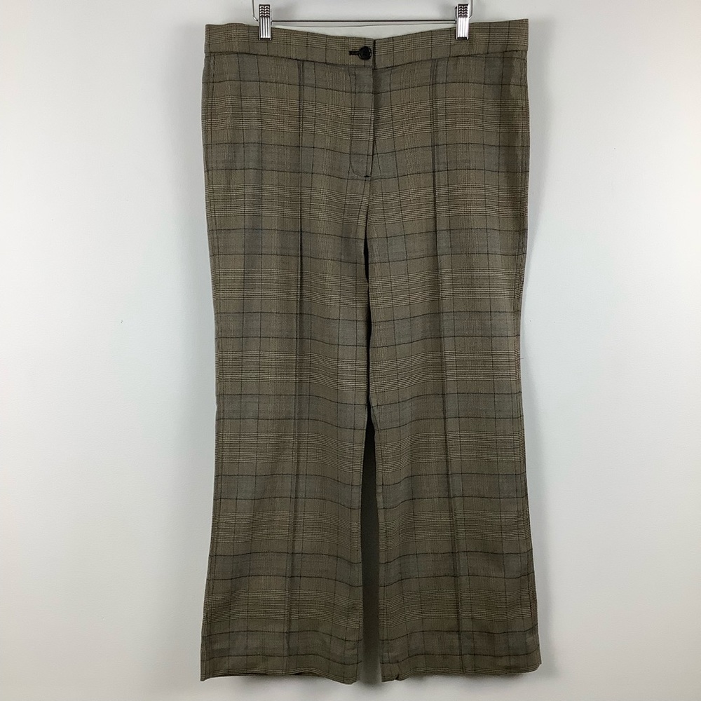 En Thread Plaid Straight Leg Trouser in Brown/Grey